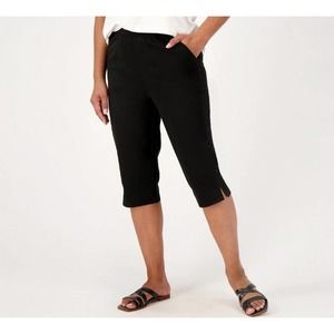 DENIM & CO EasyWear Twill Relaxed Pull-On Skimmer Black XXS